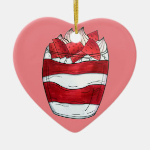 Eton Mess Strawberry Meringue UK British Dessert Ceramic Tree Decoration