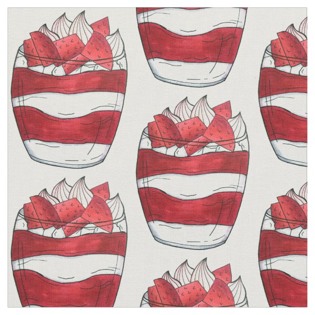 Eton Mess Strawberry Meringue UK British Dessert Fabric (Close Up)