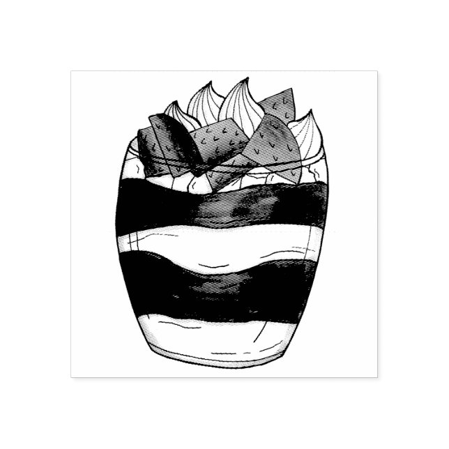 Eton Mess Strawberry Meringue UK British Dessert Rubber Stamp (Imprint)