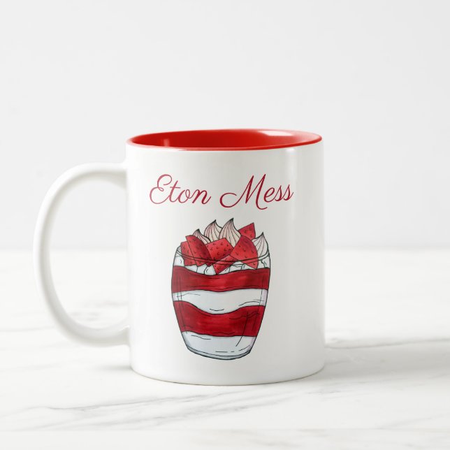 Eton Mess Strawberry Meringue UK British Dessert Two-Tone Coffee Mug (Left)
