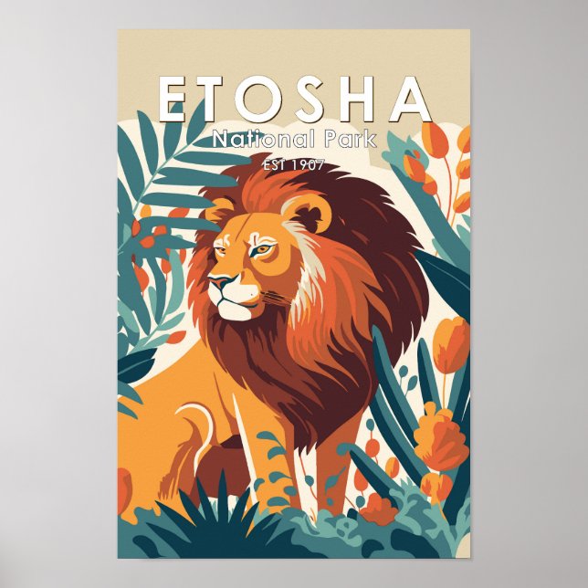 Etosha National Park Namibia Vintage Poster (Front)