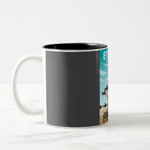 Etosha National Park Travel Poster Art Print  Two-Tone Coffee Mug