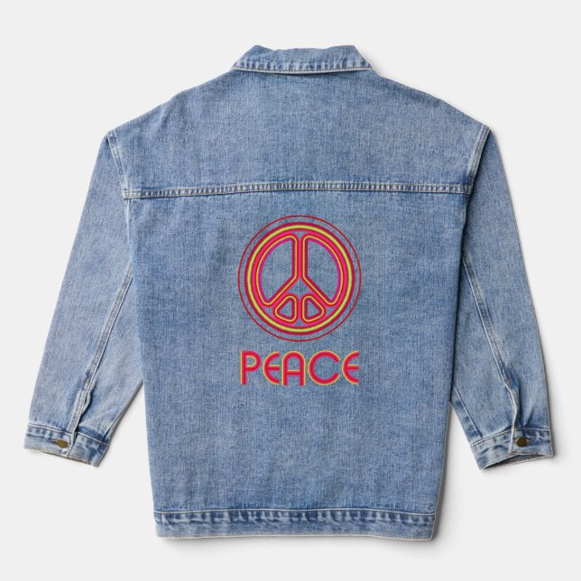 etro Psychedelic Peace Sign Linear Graphic Denim Jacket (Back)