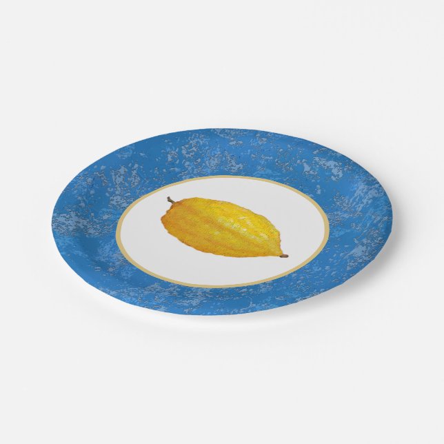 Etrogs for Sukkot Paper Plate (Angled)