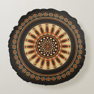 Etruscan Bucchero Solar Mandala Accent Round Cushion