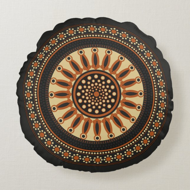 Etruscan Bucchero Solar Mandala Accent  Round Cushion (Front)