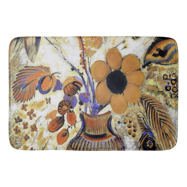 Etruscan Vase with Flowers, Redon Bath Mat (Front)
