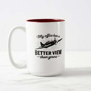 etter View Pilot WWII Plane Humour Tee Two-Tone Coffee Mug