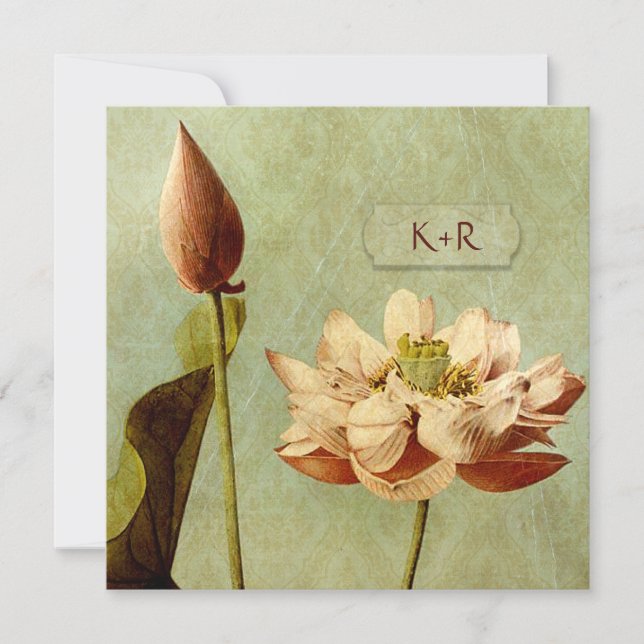 Etude de Fleurs Vintage Wedding Square Invitation (Front)