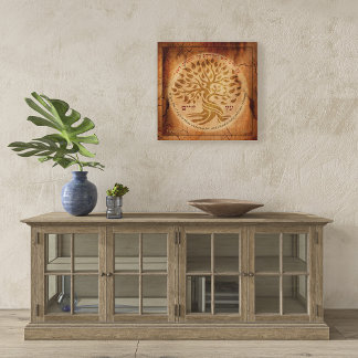 Etz Chayim - Tree of Life on Wood Effect Poster