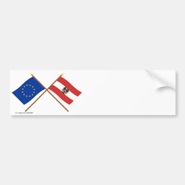 EU and Austria Crossed Flags Bumper Sticker (Front)