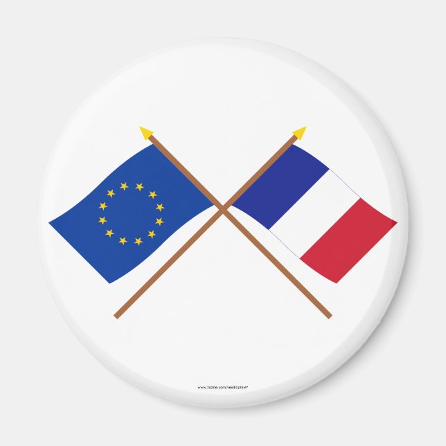 EU and France Crossed Flags Magnet (Front)