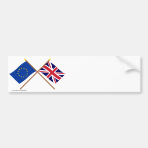 EU and United Kingdom Crossed Flags Bumper Sticker