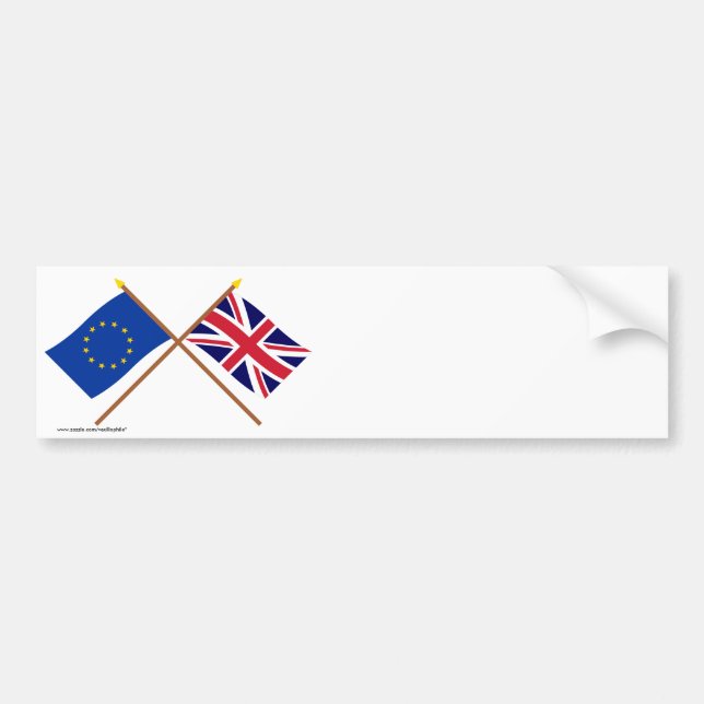 EU and United Kingdom Crossed Flags Bumper Sticker (Front)