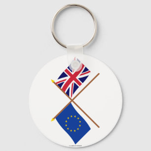 EU and United Kingdom Crossed Flags Key Ring