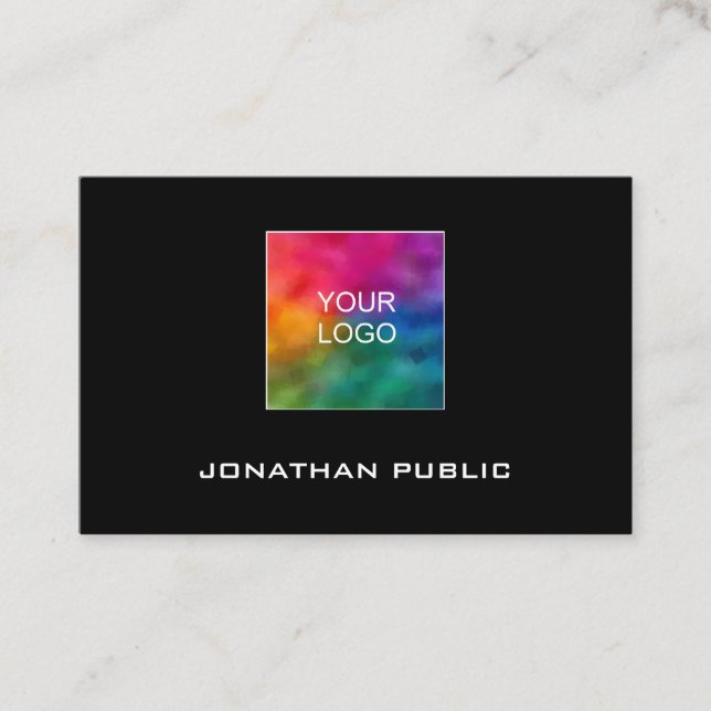 EU Euro Size Modern Business Cards Add Upload Logo (Front)