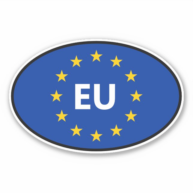 EU flag European Union country code oval vinyl car (Front)