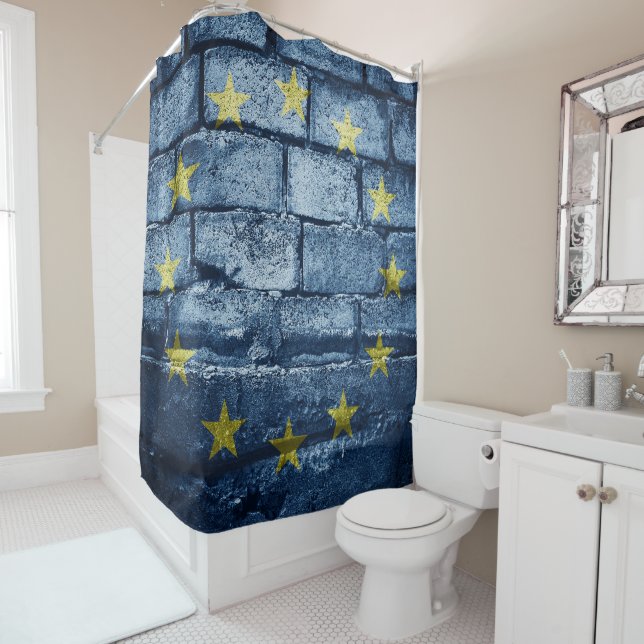 EU flag wall Shower Curtain (In Situ)