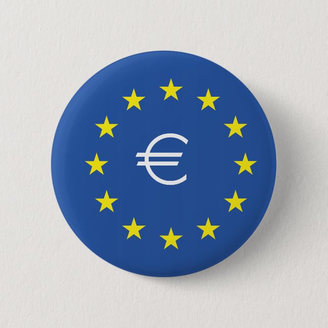 EU flag.with EURO Symbol 6 Cm Round Badge (Front)