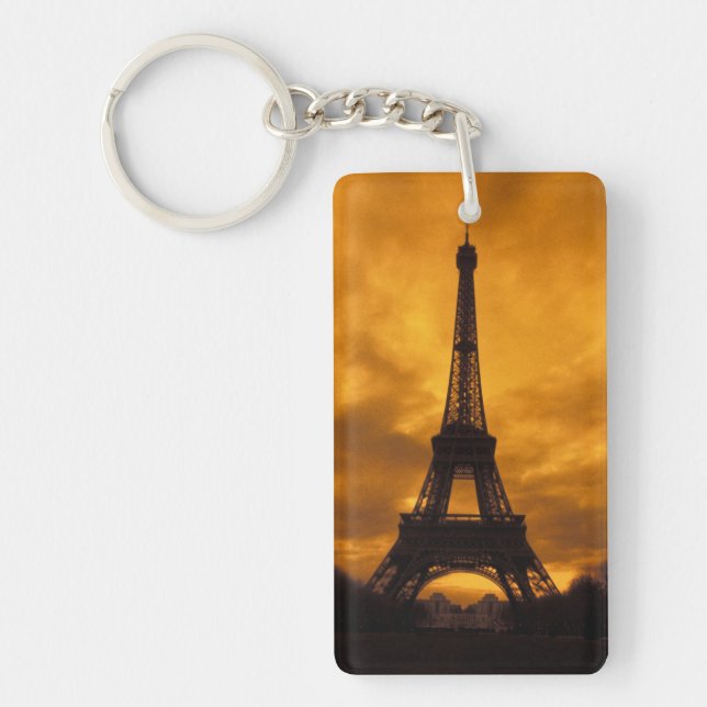EU, France, Paris.  Eiffel Tower. Key Ring (Front)