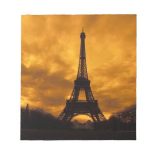 EU, France, Paris.  Eiffel Tower. Notepad