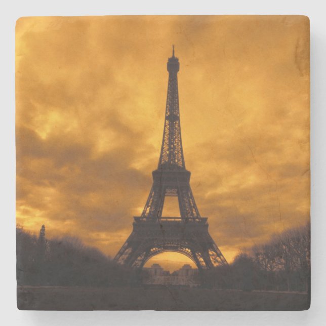 EU, France, Paris.  Eiffel Tower. Stone Coaster (Front)