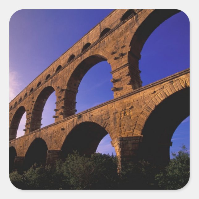 EU, France, Provence, Gard, Pont du Gard. 3 Square Sticker (Front)