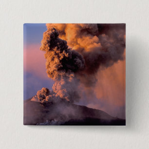 EU, Italy, Sicily, Mt. Etna summit vent 15 Cm Square Badge