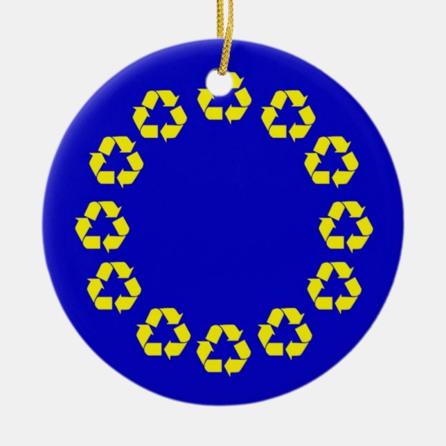 EU recycling flag Ceramic Tree Decoration (Front)