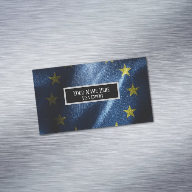 EU silk flag Magnetic Business Card (In Situ)