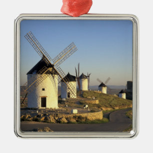 EU, Spain, La Mancha, Consuegra. Windmills and Metal Tree Decoration