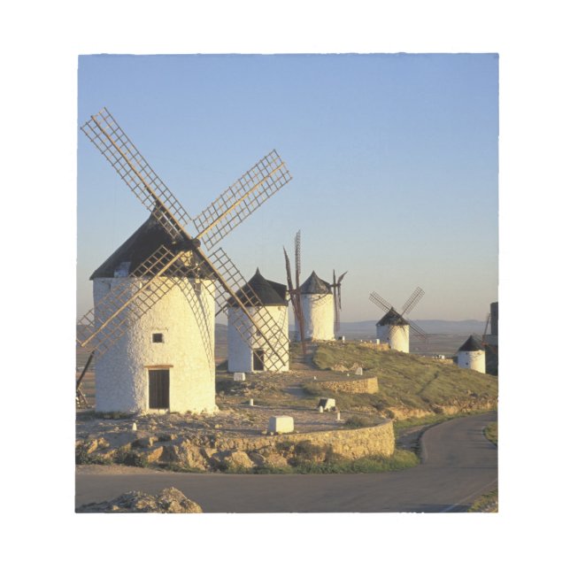EU, Spain, La Mancha, Consuegra. Windmills and Notepad (Front)