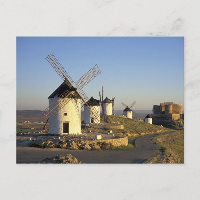 EU, Spain, La Mancha, Consuegra. Windmills and Postcard (Front)
