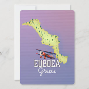Euboea Greece Map travel poster