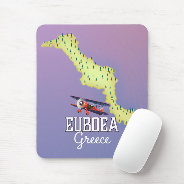 Euboea Greece Map travel poster Mouse Mat (With Mouse)
