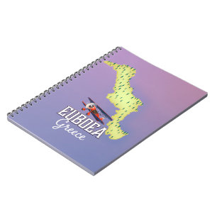 Euboea Greece Map travel poster Notebook