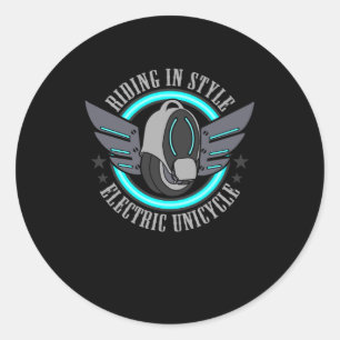 EUC Monowheel Riding in Style Classic Round Sticker