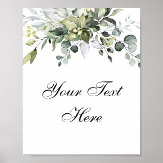 Eucalypts Watercolor Custom Text Poster