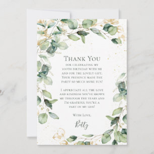Eucalyptus 100th Birthday  Thank You Card