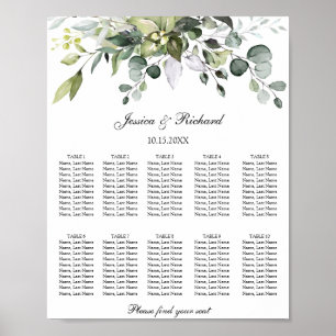Eucalyptus 10 Tables Seating Chart Poster Sign