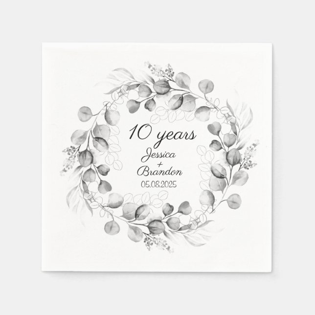 Eucalyptus 10th Tin Wedding Anniversary  Napkin (Front)