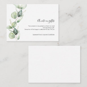 Eucalyptus 15th Birthday Quinceanera Party No Gift Enclosure Card