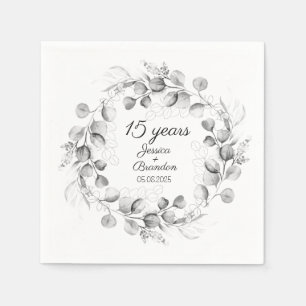 Eucalyptus 15th Crystal Wedding Anniversary Napkin