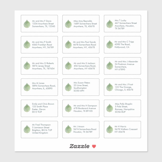 Eucalyptus 18 Individual Name Address Sans Serif (Sheet)