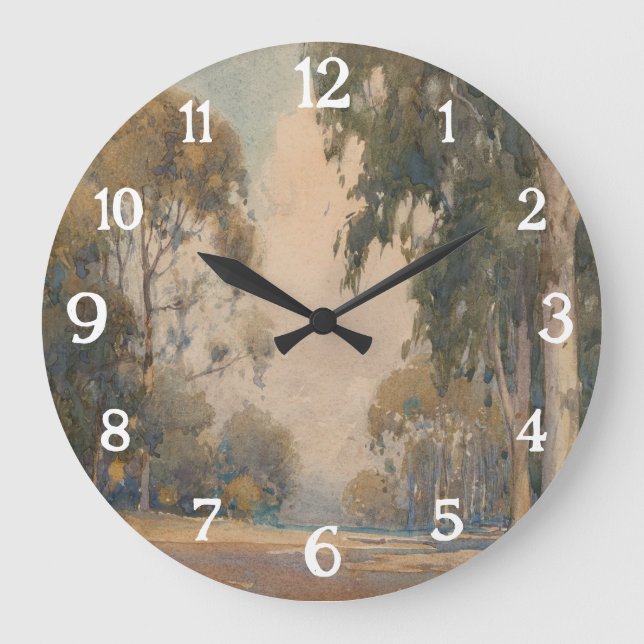 Eucalyptus (1922) – Delicate Watercolor Botanical Large Clock (Front)