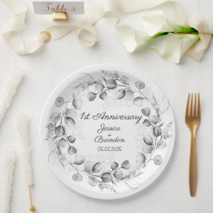 Eucalyptus 1st Paper Wedding Anniversary  Plate