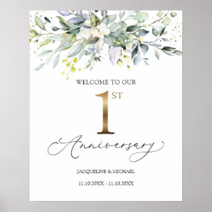 Eucalyptus 1st Wedding Anniversary Welcome Sign