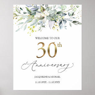 Eucalyptus 30th Wedding Anniversary Welcome Sign