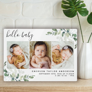 Eucalyptus 3 Photo Baby Birth Stats  Plaque