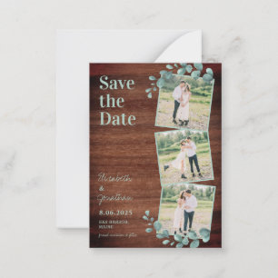 Eucalyptus 3 Photo Budget Wedding Save The Date Card